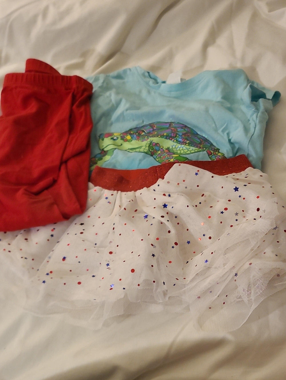 Cat & Jack Girls Red, Light Blue & White 3-Piece Matching Set
